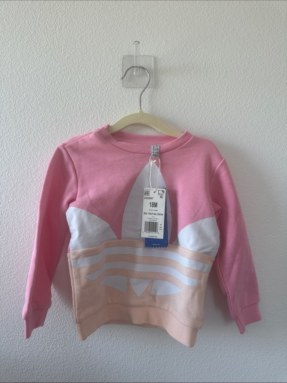adidas Kids' Pink Logo Sweatshirt - 18M
